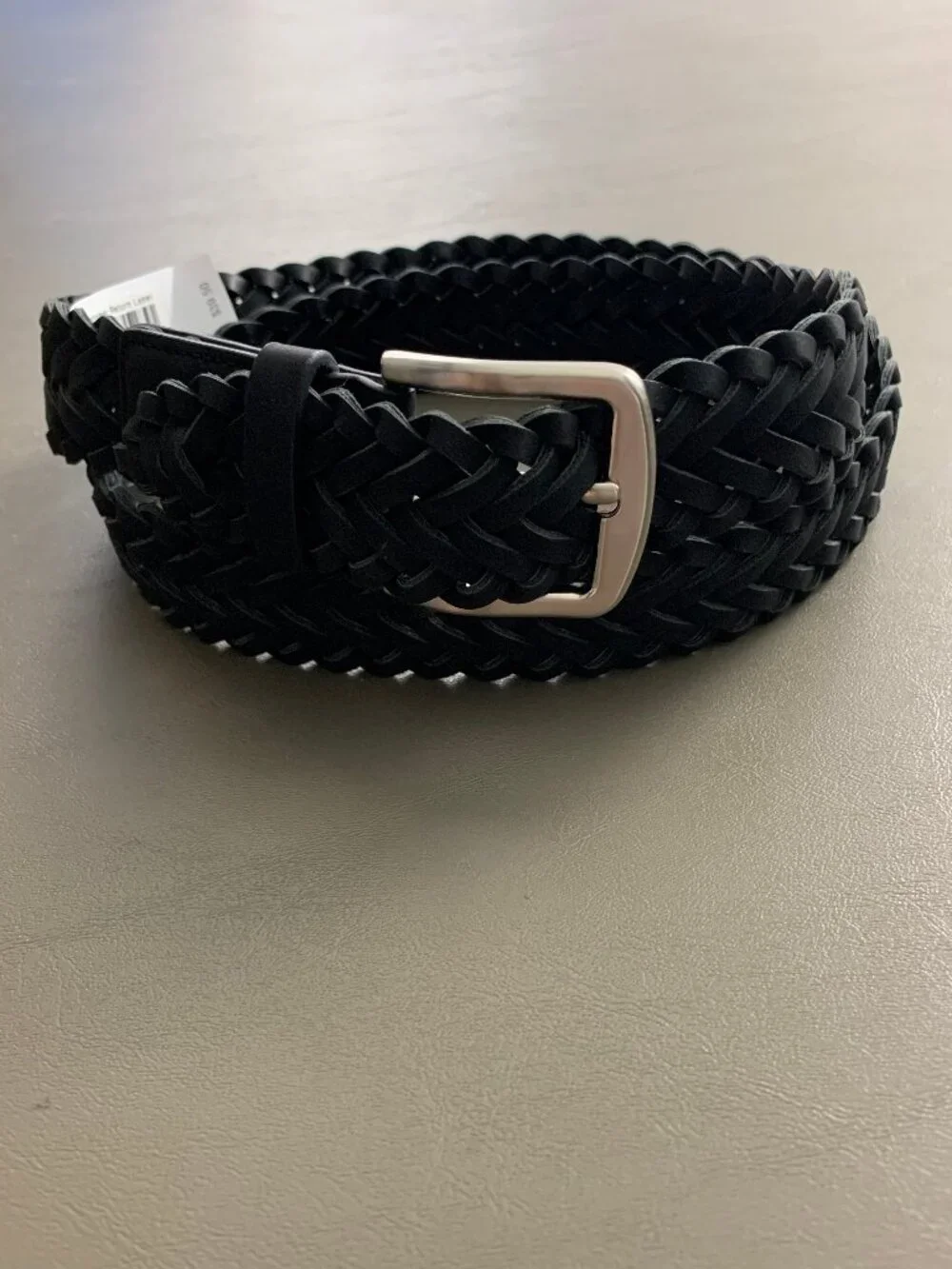 Club Room Men's Faux-Suede Braided Belt, Black, Medium 34 to 36